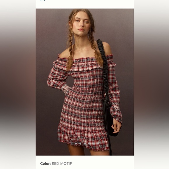 Anthropologie Dresses & Skirts - NWT new medium Anthropologie pilcro smocked red plaid mini dress ruffle tartan